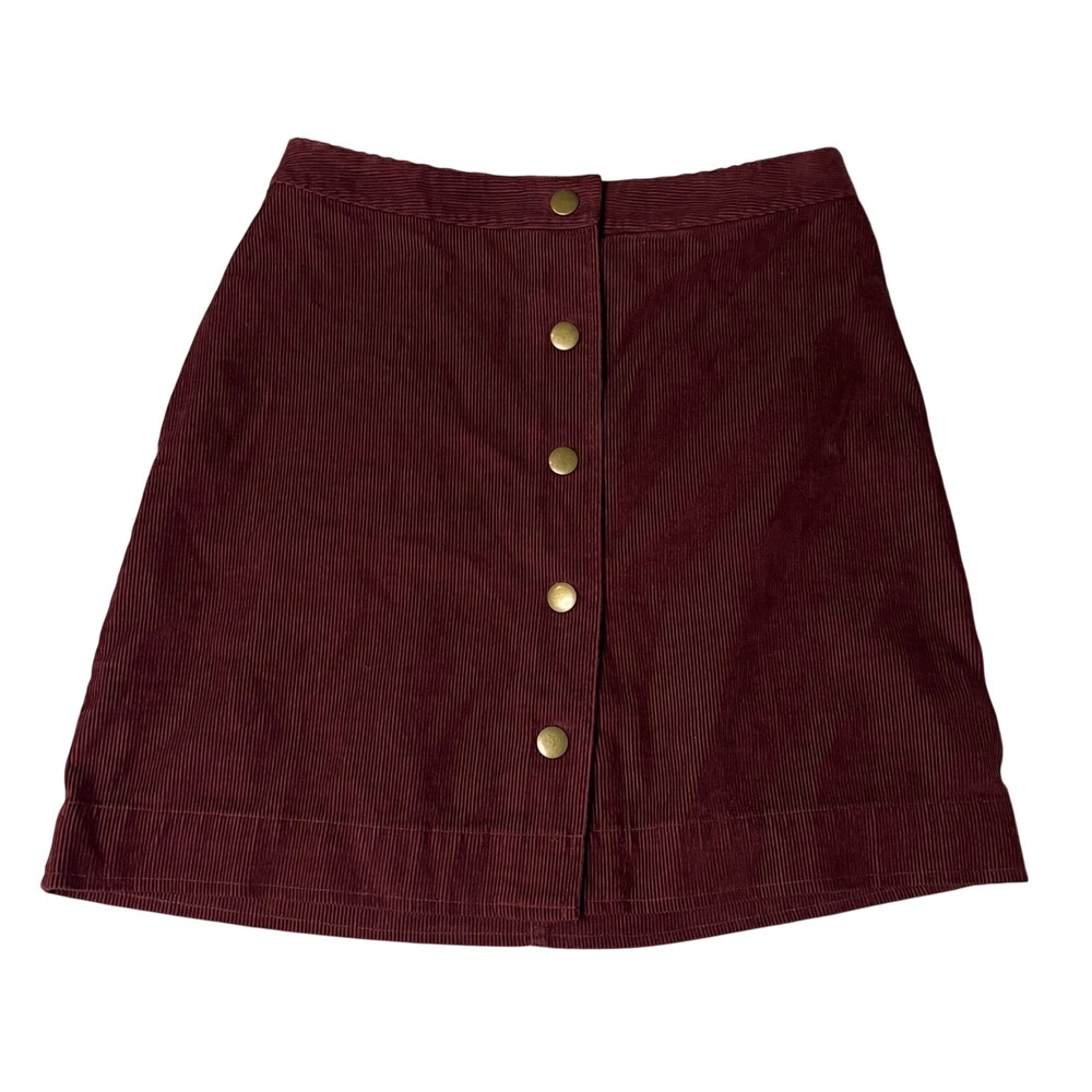 Old Navy Burgundy Corduroy Button Front Mini Skirt Maroon A-Line Size 0